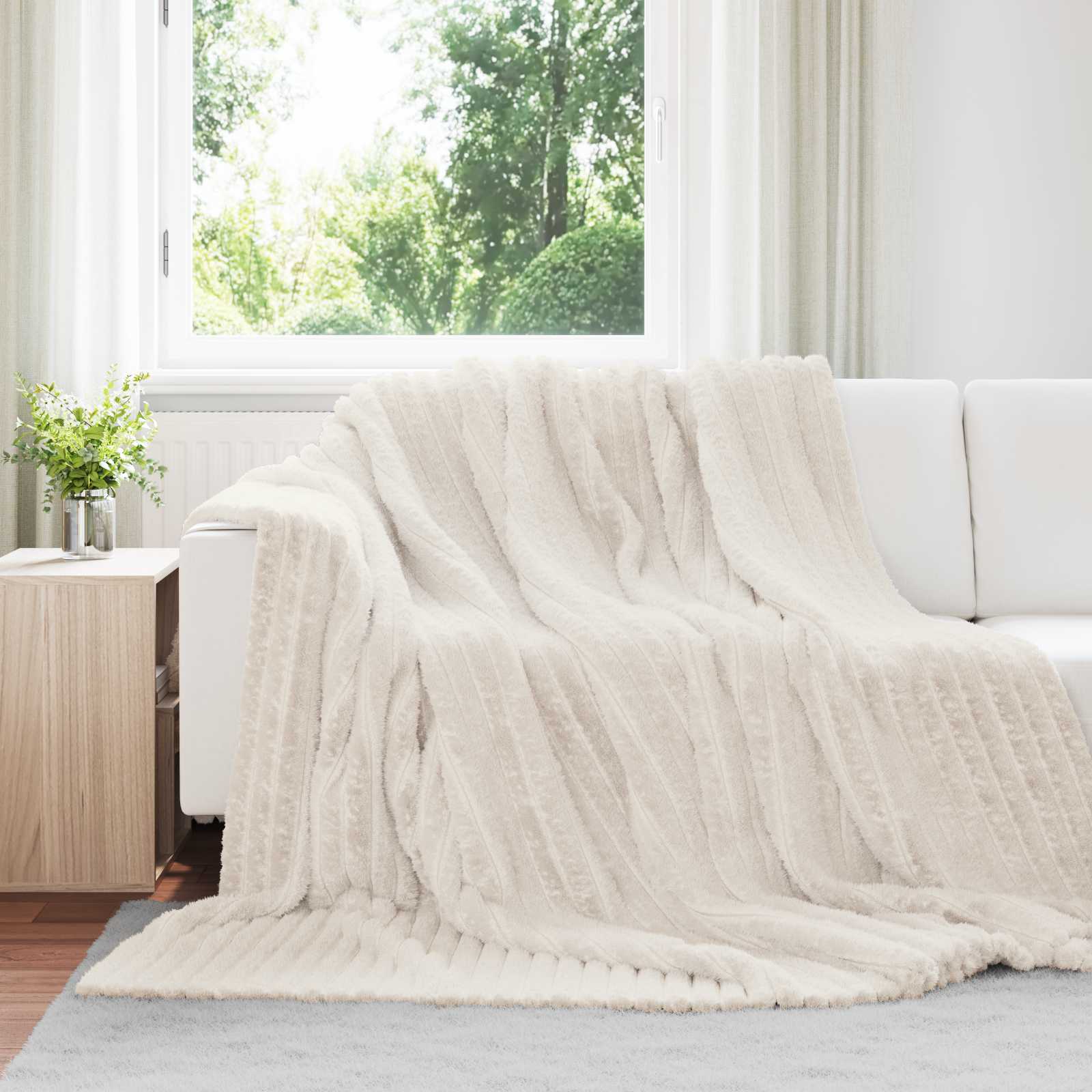 vidaXL Koce narzutowe 6 pcs Kremowy 240 x 220 cm Polar