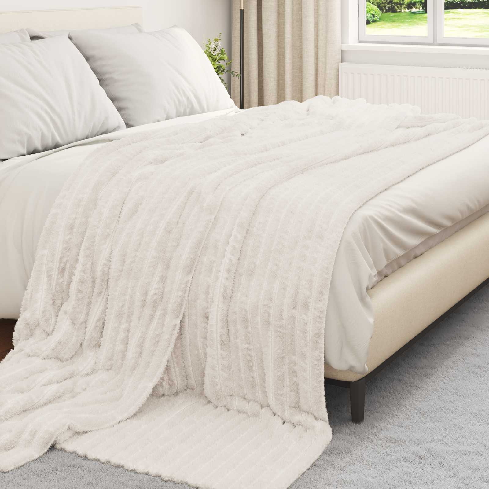 vidaXL Koce narzutowe 6 pcs Kremowy 240 x 220 cm Polar