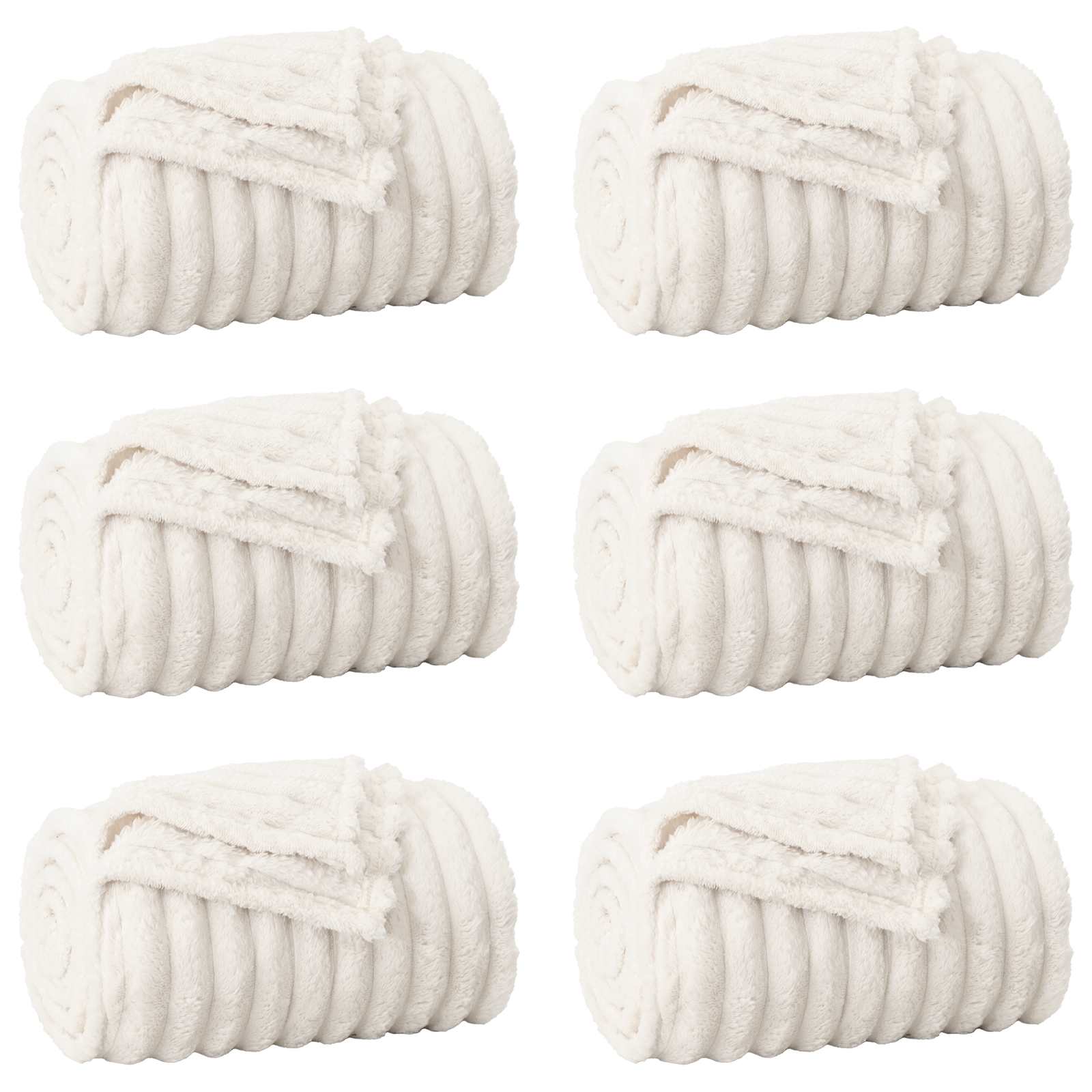 vidaXL Koce narzutowe 6 pcs Kremowy 240 x 220 cm Polar