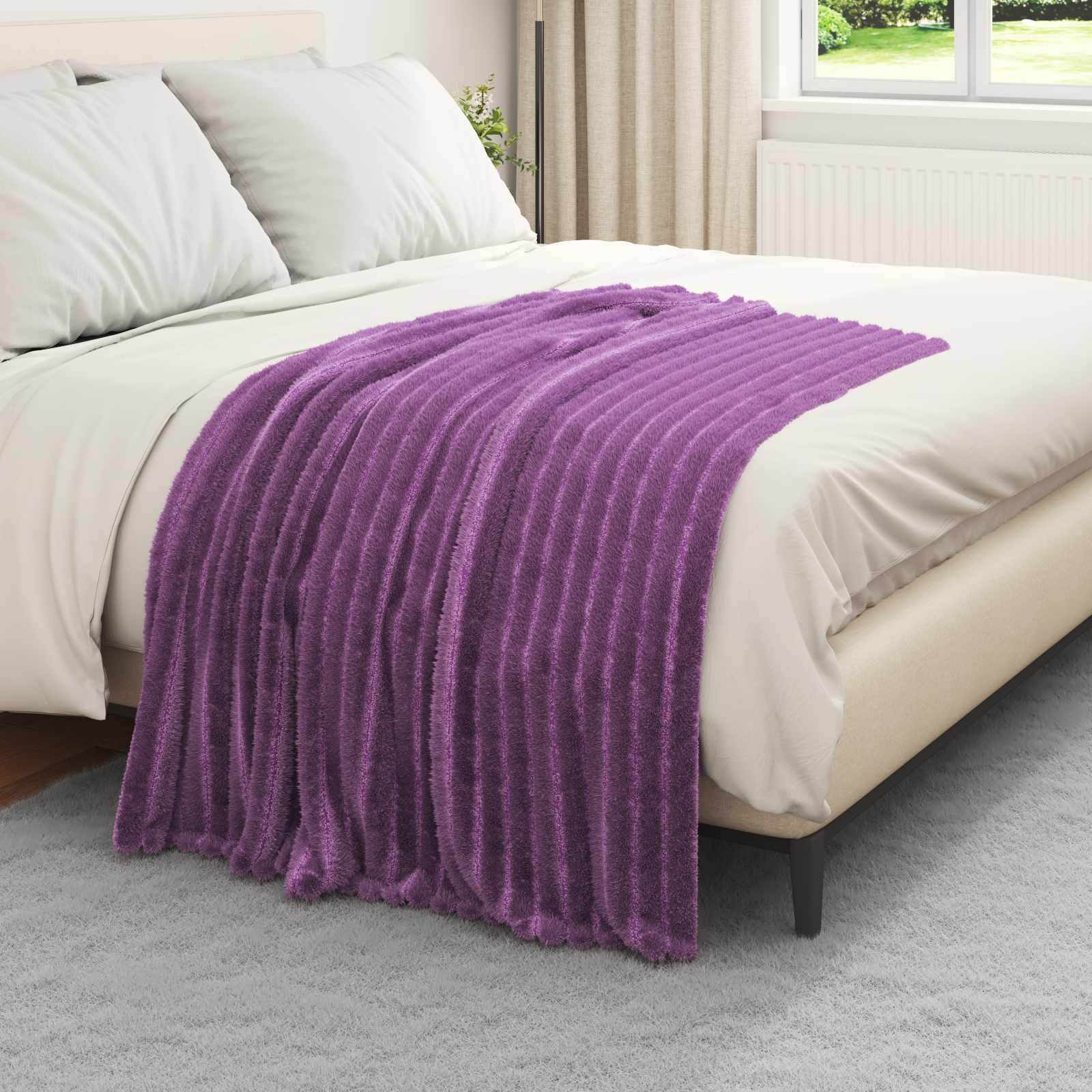 vidaXL Koce narzutowe 6 pcs Fioletowy 150 x 130 cm Polar