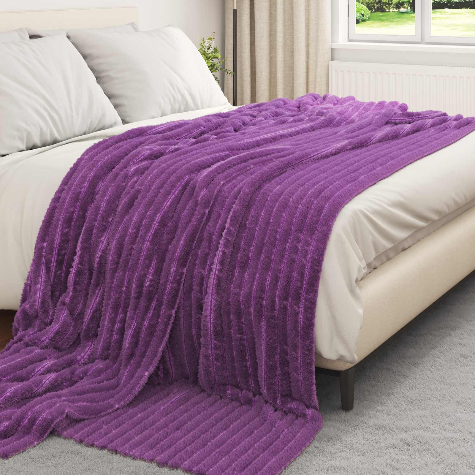 vidaXL Koce narzutowe 6 pcs Fioletowy 240 x 220 cm Polar