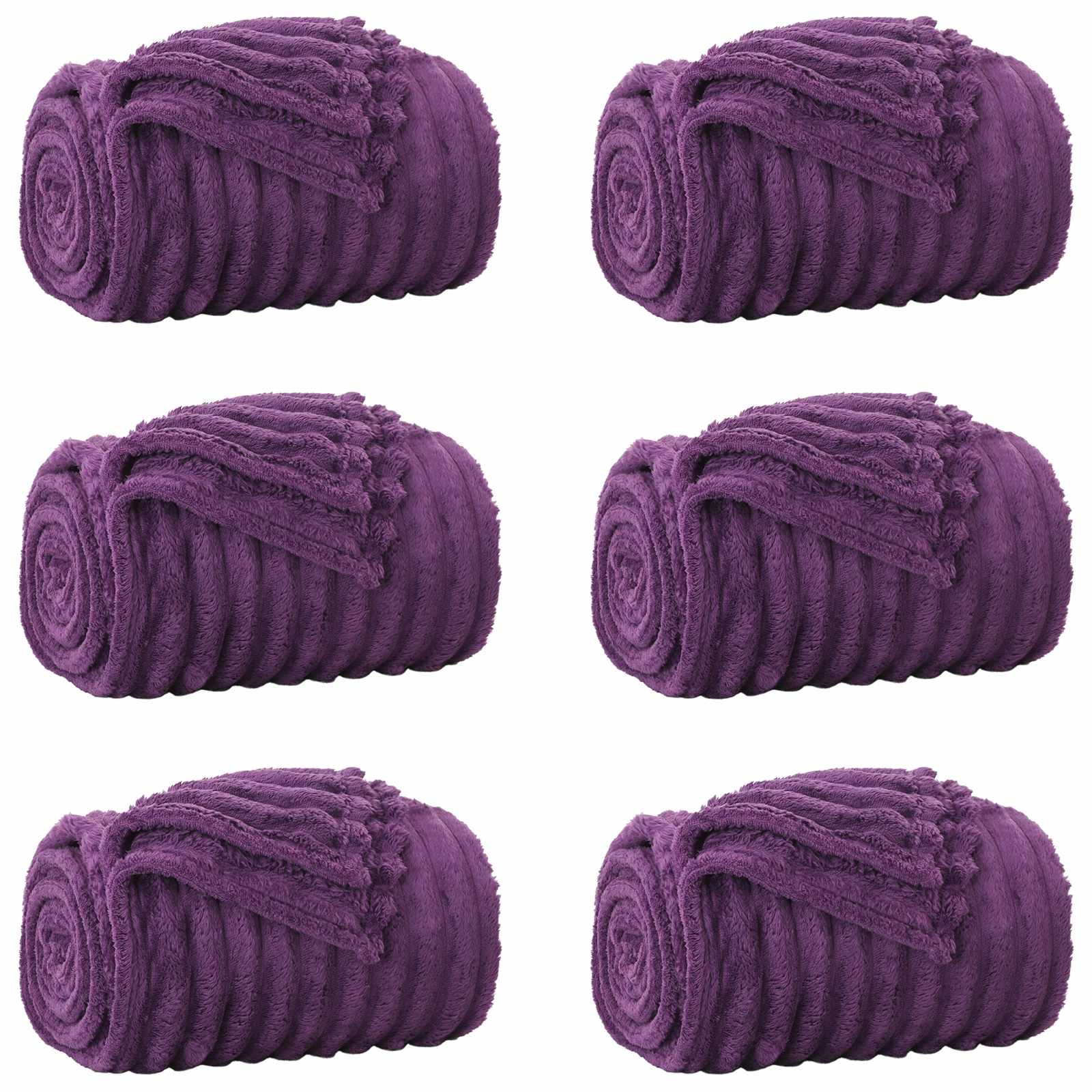 vidaXL Koce narzutowe 6 pcs Fioletowy 240 x 220 cm Polar