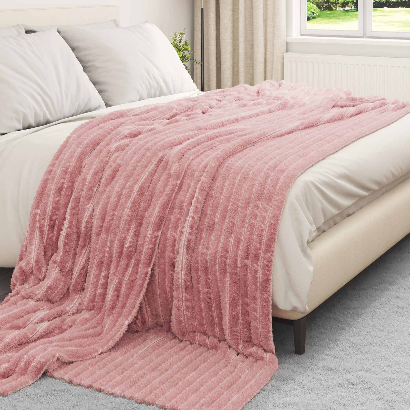 vidaXL Koce narzutowe 6 pcs Różowy 270 x 240 cm Polar