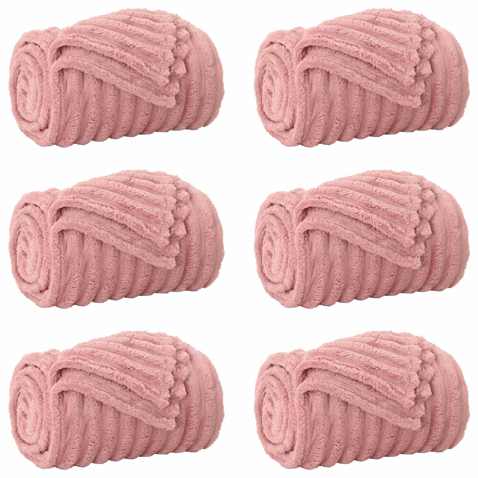 vidaXL Koce narzutowe 6 pcs Różowy 270 x 240 cm Polar