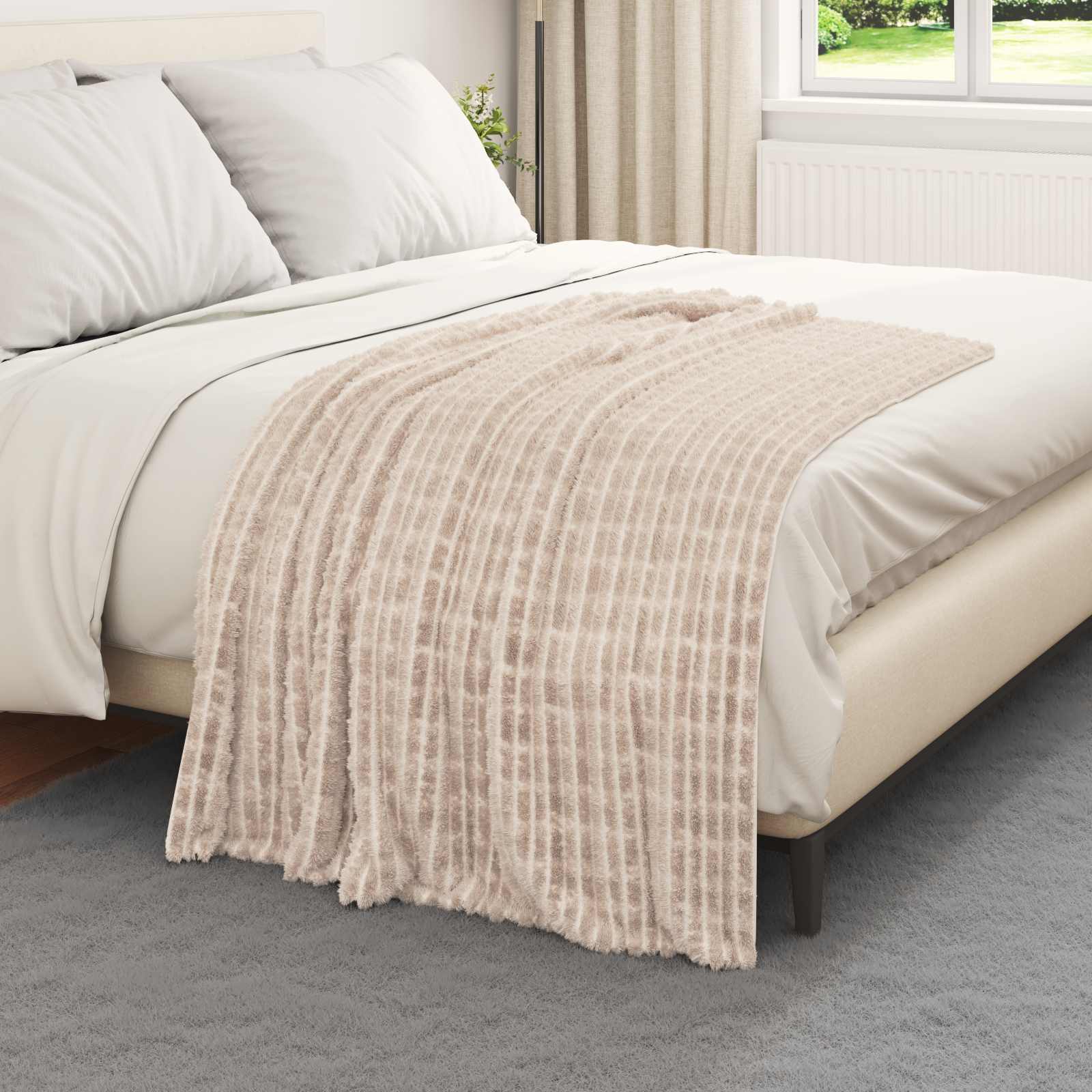 vidaXL Koc Beżowy 150 x 130 cm Polar