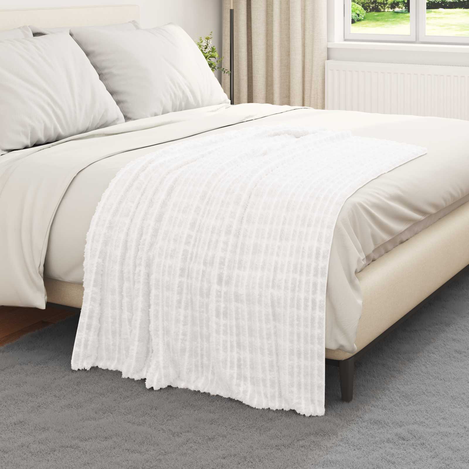 vidaXL Koc Biały 150 x 130 cm Polar