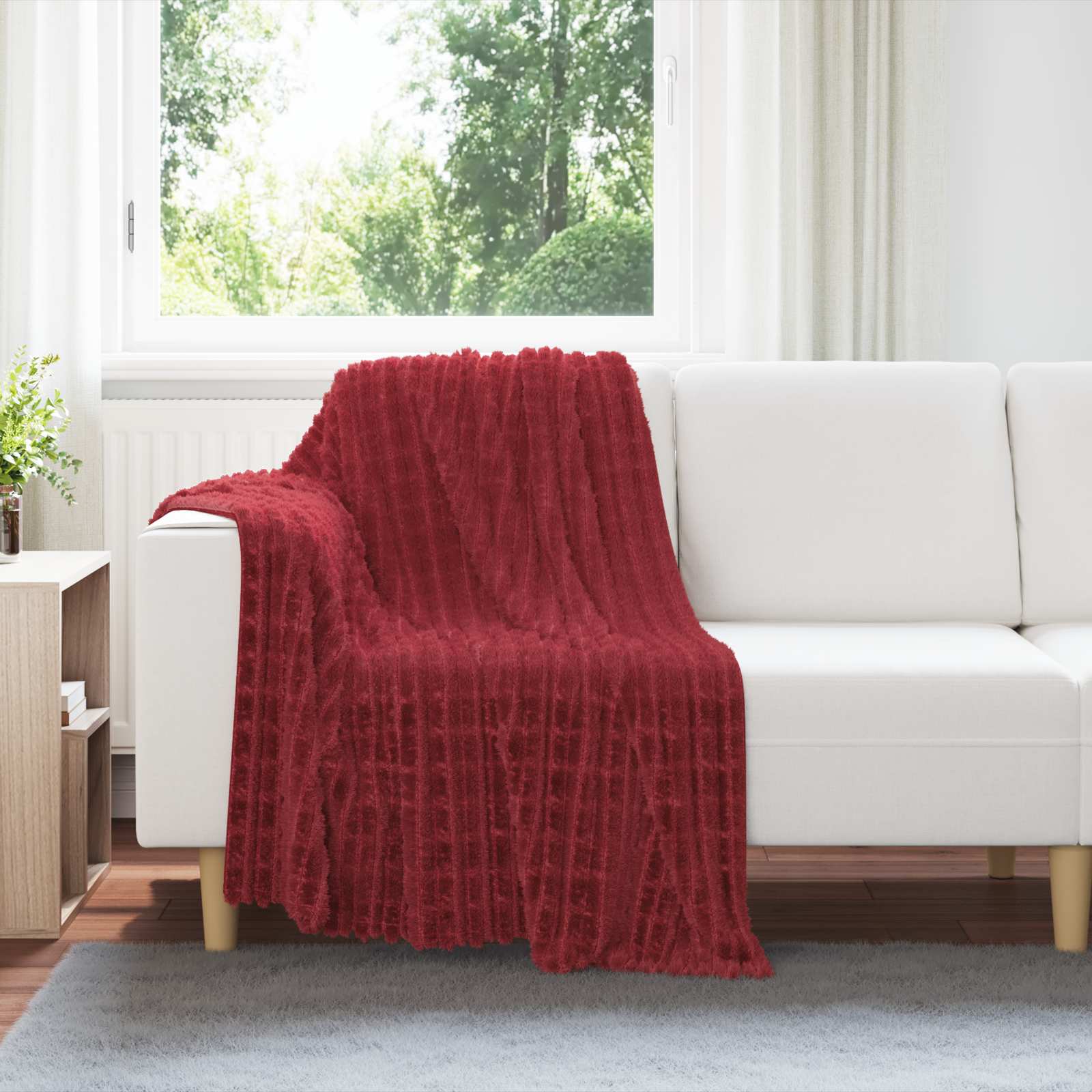 vidaXL Koc Bordeaux Czerwony 150 x 130 cm Polar