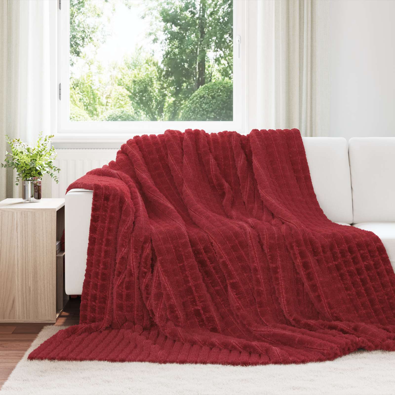 vidaXL Koc Bordeaux Czerwony 240 x 220 cm Polar