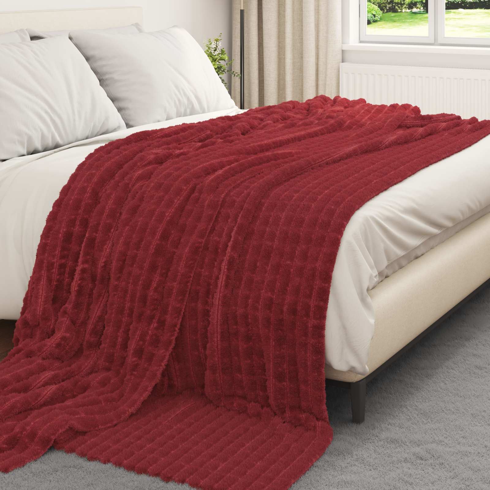 vidaXL Koc Bordeaux Czerwony 240 x 220 cm Polar
