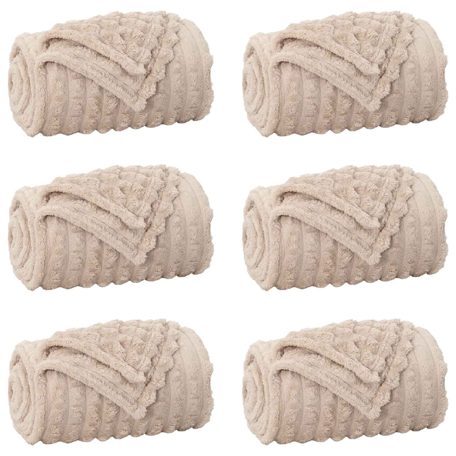 vidaXL Koce narzutowe 6 pcs Beżowy 150 x 130 cm Polar