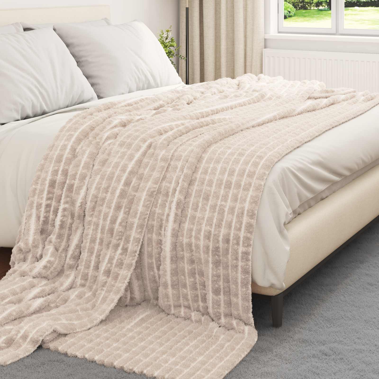 vidaXL Koce narzutowe 6 pcs Beżowy 240 x 220 cm Polar
