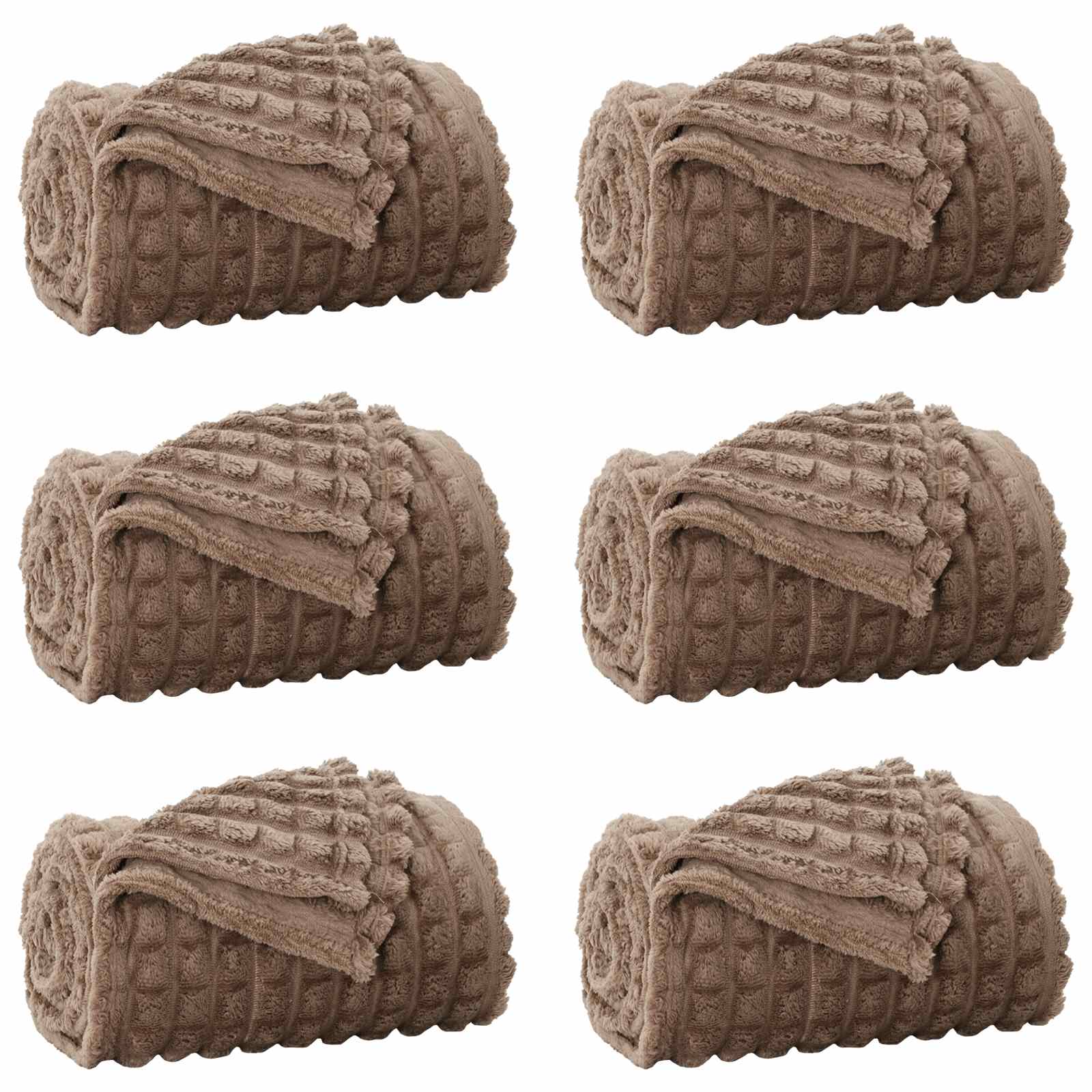 vidaXL Koce narzutowe 6 pcs Camel 150 x 130 cm Polar