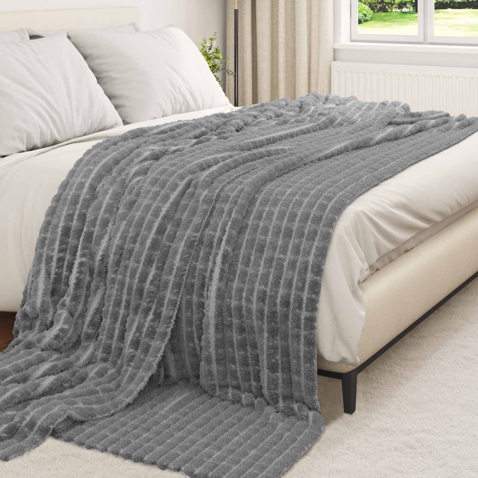 vidaXL Koce narzutowe 6 pcs Ciemnoszary 240 x 220 cm Polar