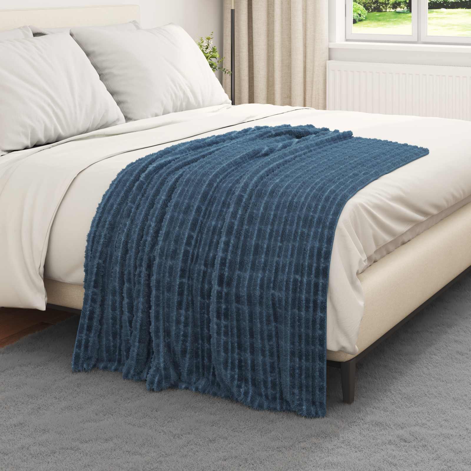 vidaXL Koce narzutowe 6 pcs Granatowy 150 x 130 cm Polar