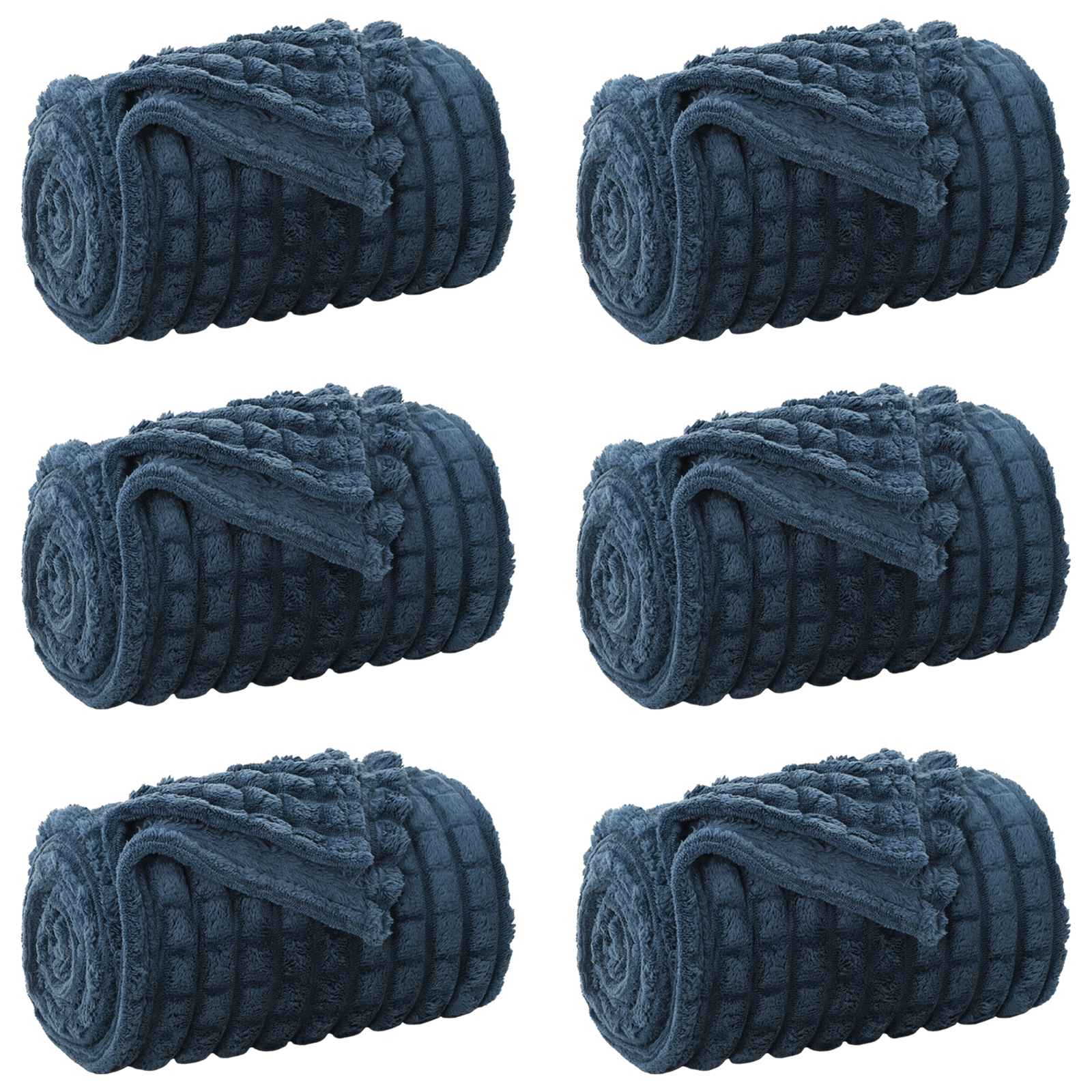vidaXL Koce narzutowe 6 pcs Granatowy 150 x 130 cm Polar