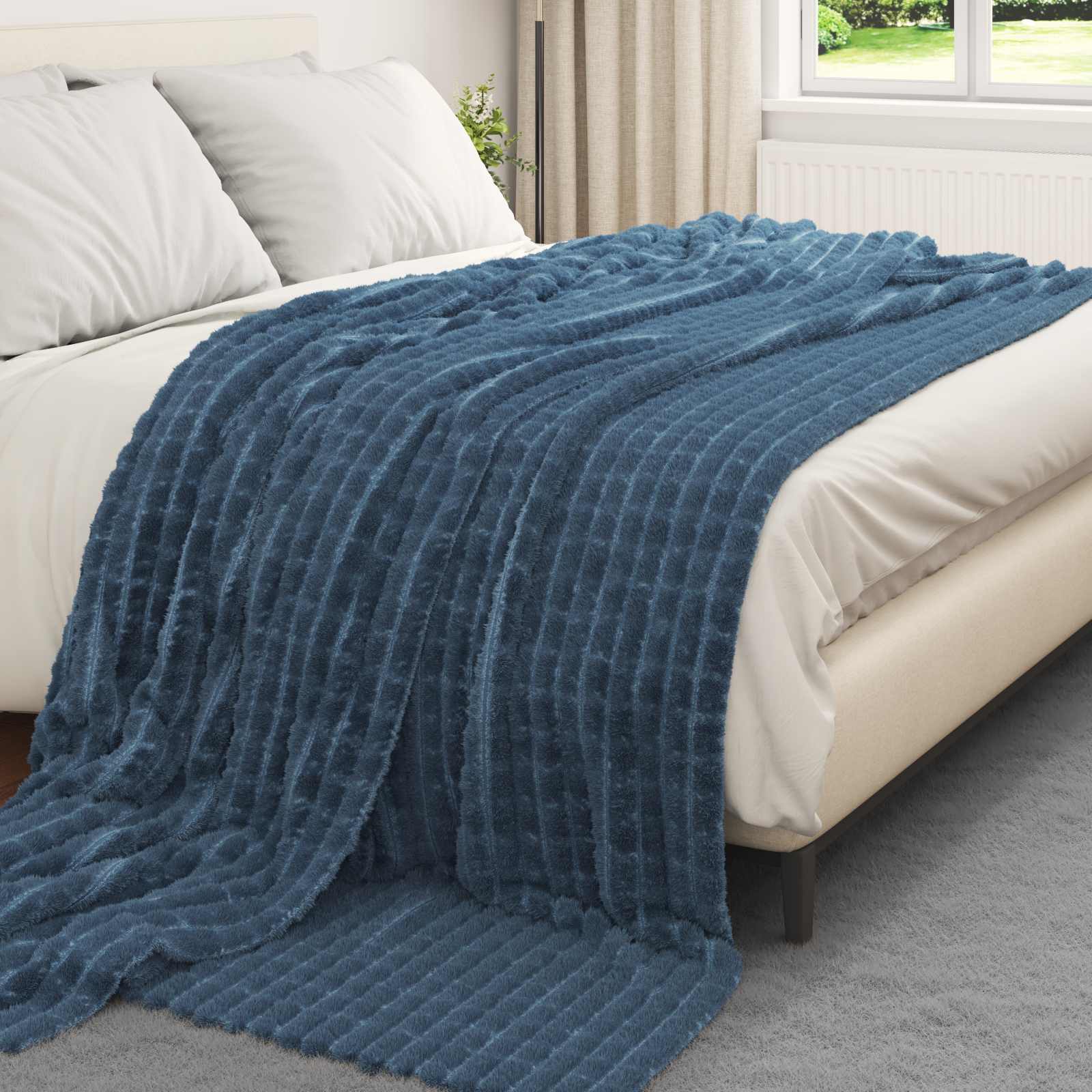 vidaXL Koce narzutowe 6 pcs Granatowy 270 x 240 cm Polar