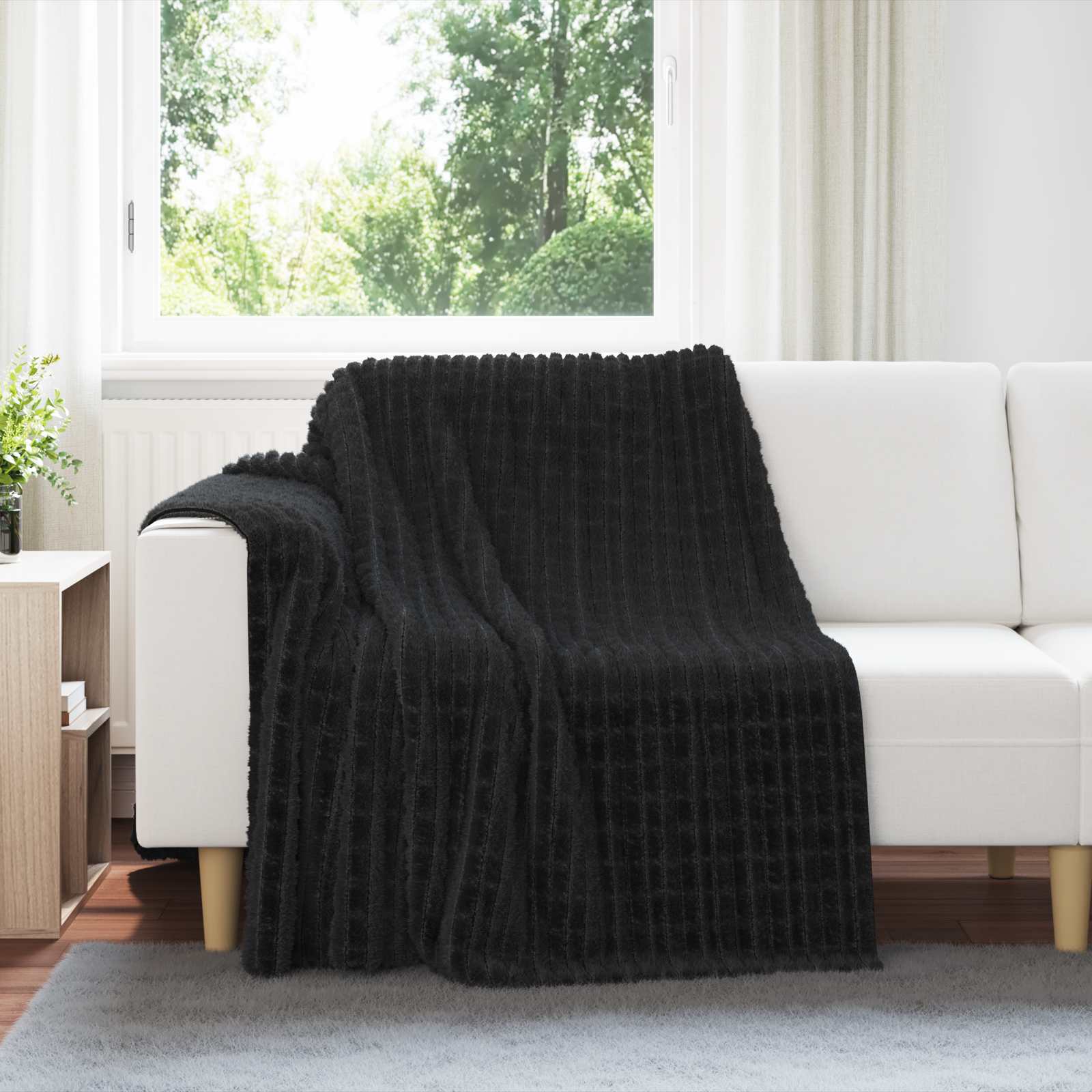 vidaXL Koce narzutowe 6 pcs Czarny 200 x 150 cm Polar