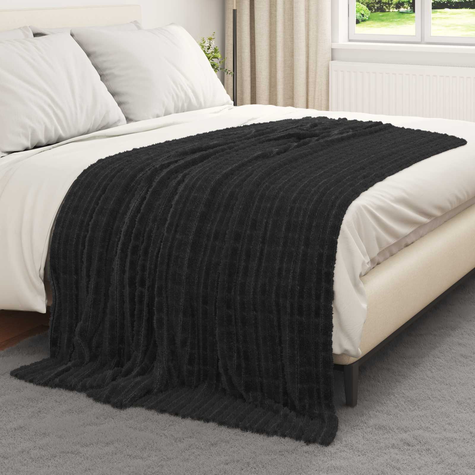 vidaXL Koce narzutowe 6 pcs Czarny 200 x 150 cm Polar