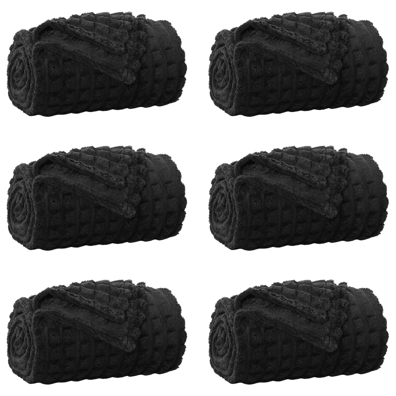 vidaXL Koce narzutowe 6 pcs Czarny 200 x 150 cm Polar