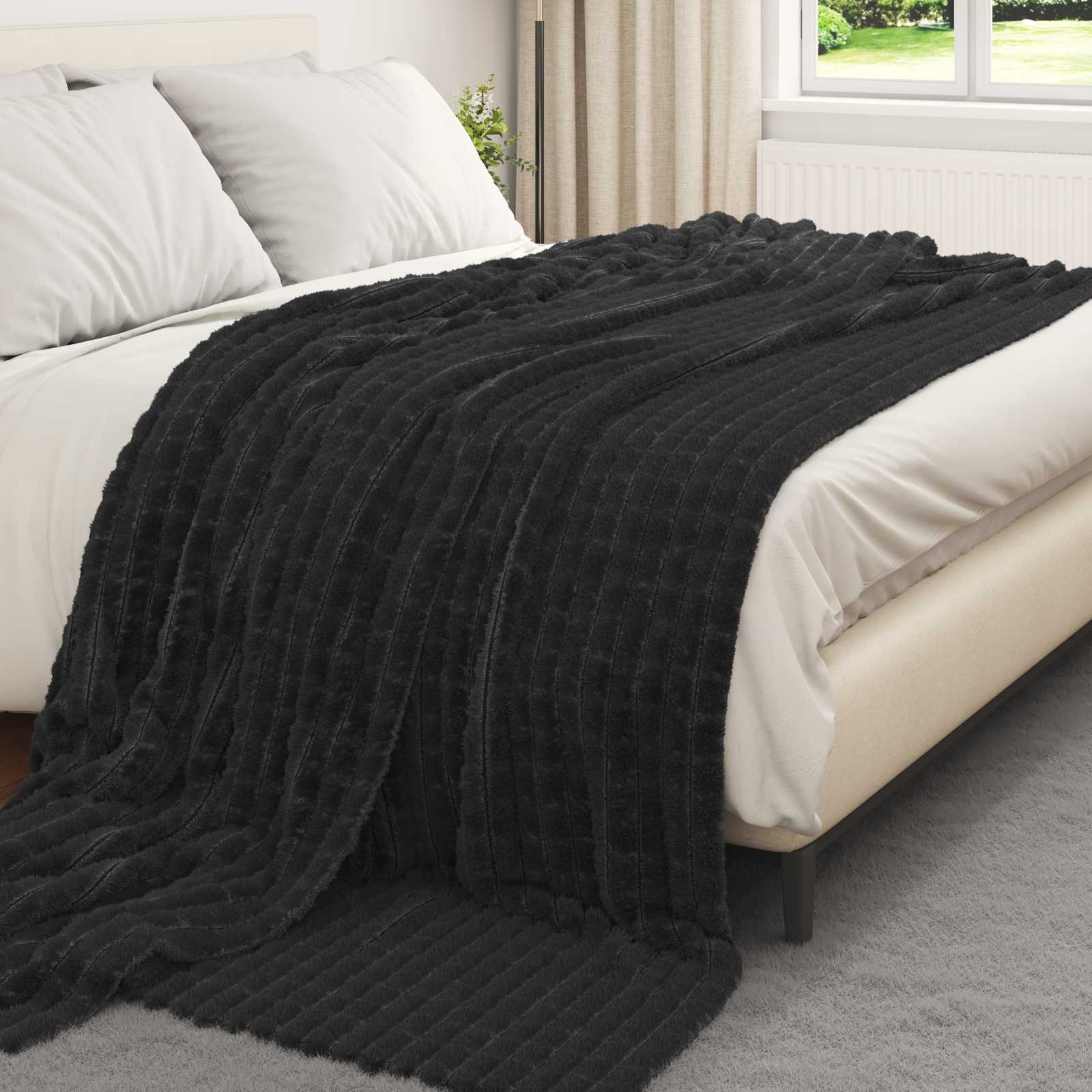 vidaXL Koce narzutowe 6 pcs Czarny 240 x 220 cm Polar