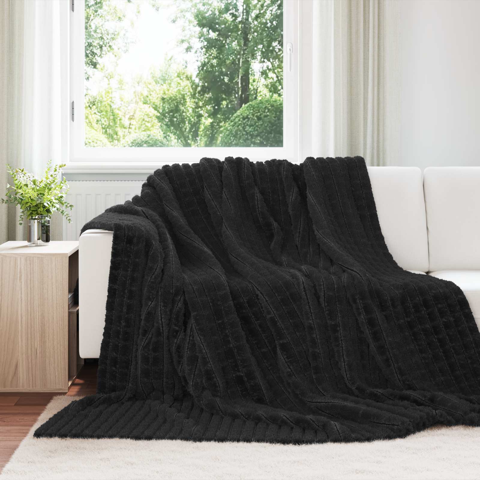 vidaXL Koce narzutowe 6 pcs Czarny 270 x 240 cm Polar