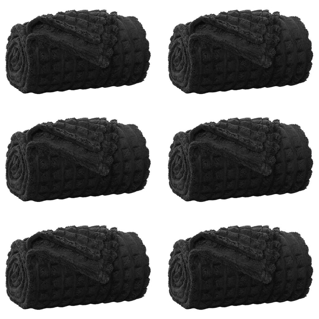 vidaXL Koce narzutowe 6 pcs Czarny 270 x 240 cm Polar