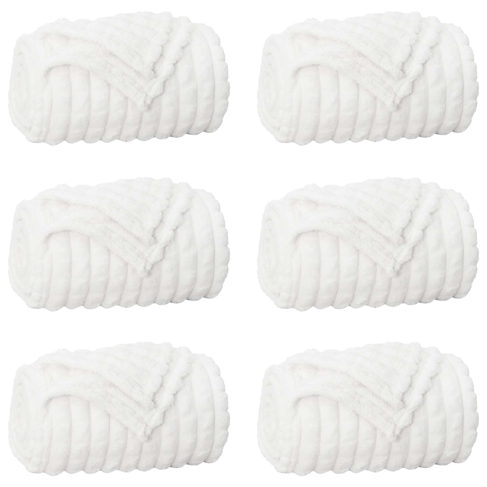 vidaXL Koce narzutowe 6 pcs Biały 200 x 150 cm Polar