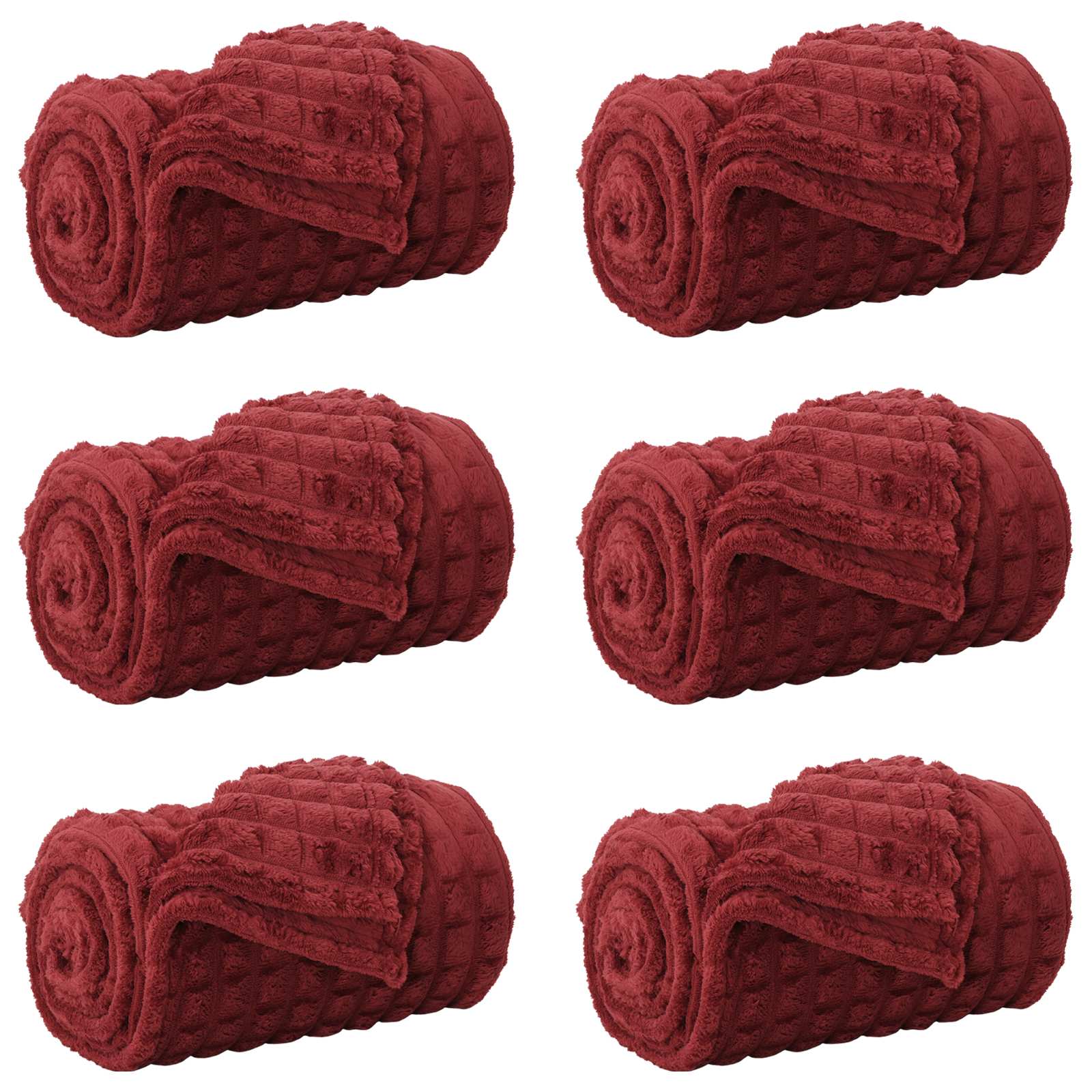 vidaXL Koce narzutowe 6 pcs Bordeaux Czerwony 240 x 220 cm Polar