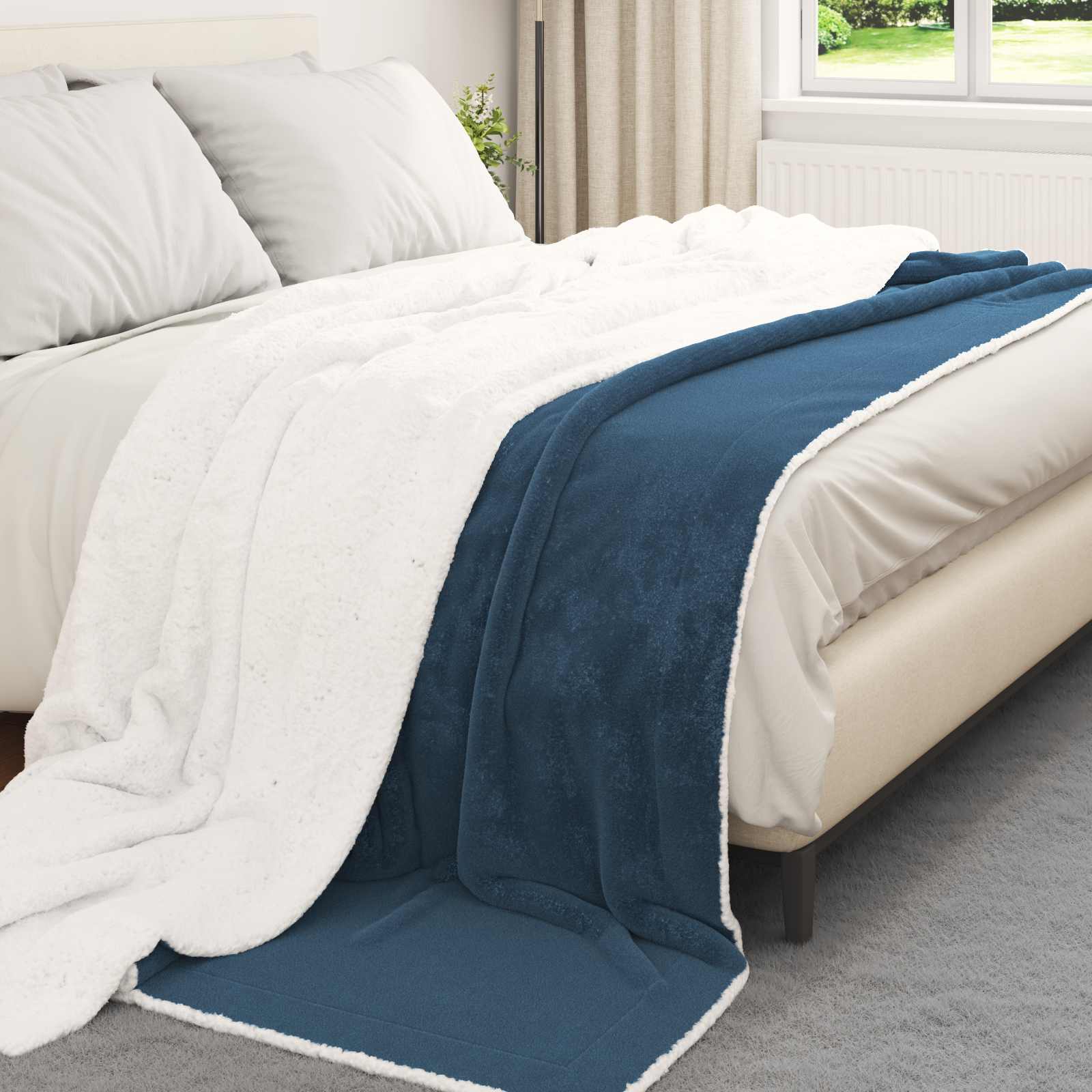 vidaXL Koc Granatowy 240 x 270 cm Polar