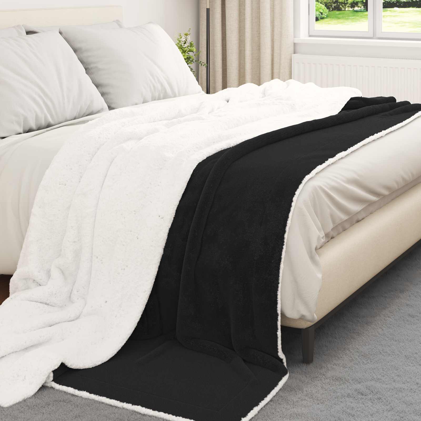 vidaXL Koc Czarny 220 x 240 cm Polar