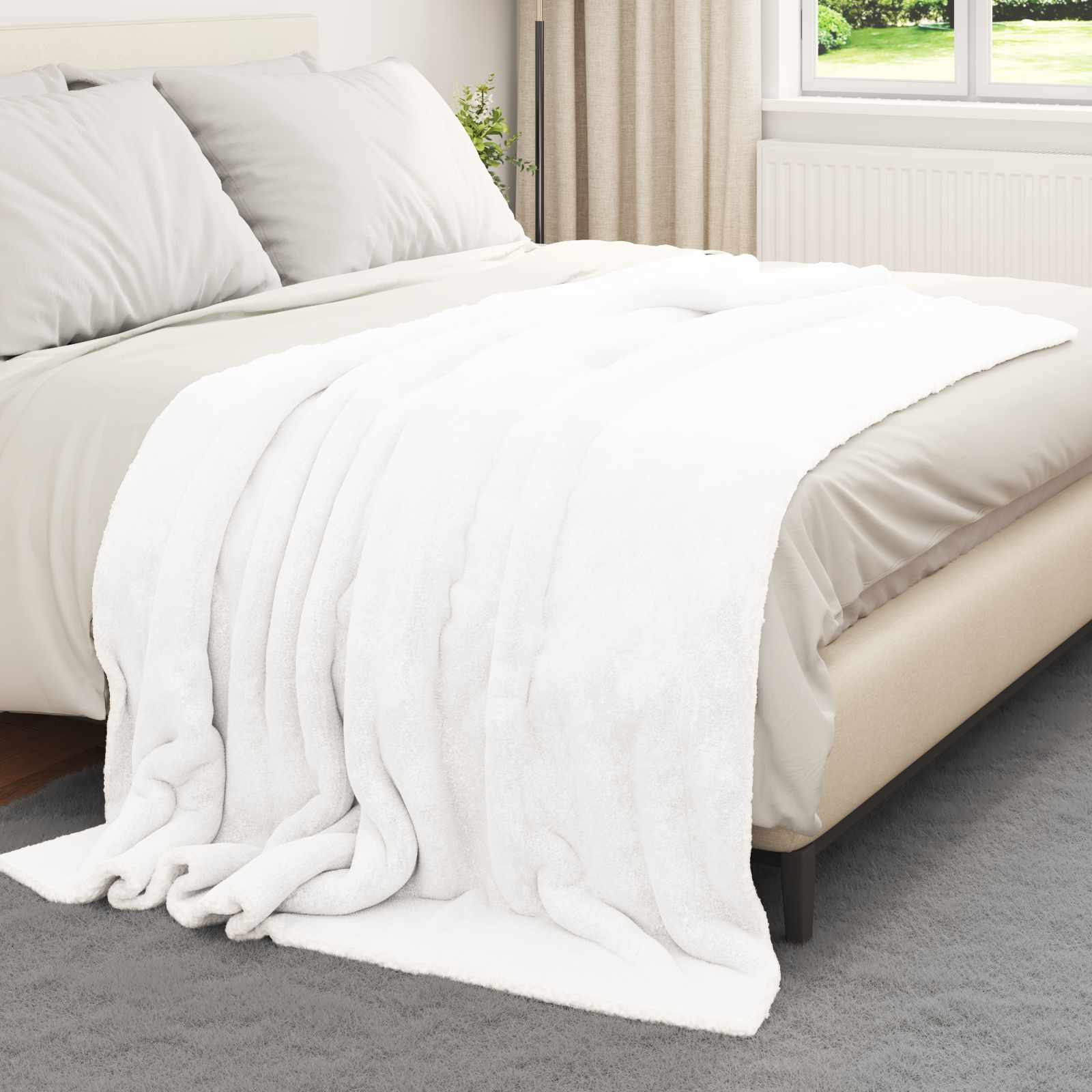 vidaXL Koc Biały 150 x 200 cm Polar