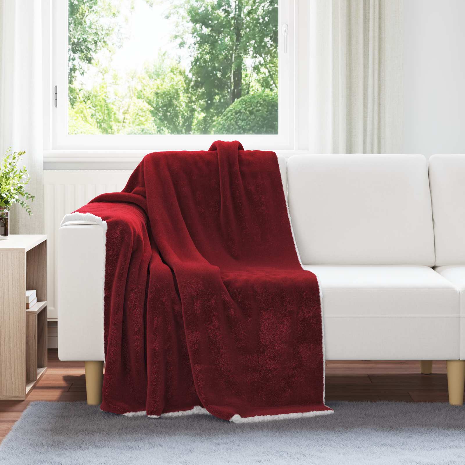 vidaXL Koc Bordeaux Czerwony 130 x 150 cm Polar