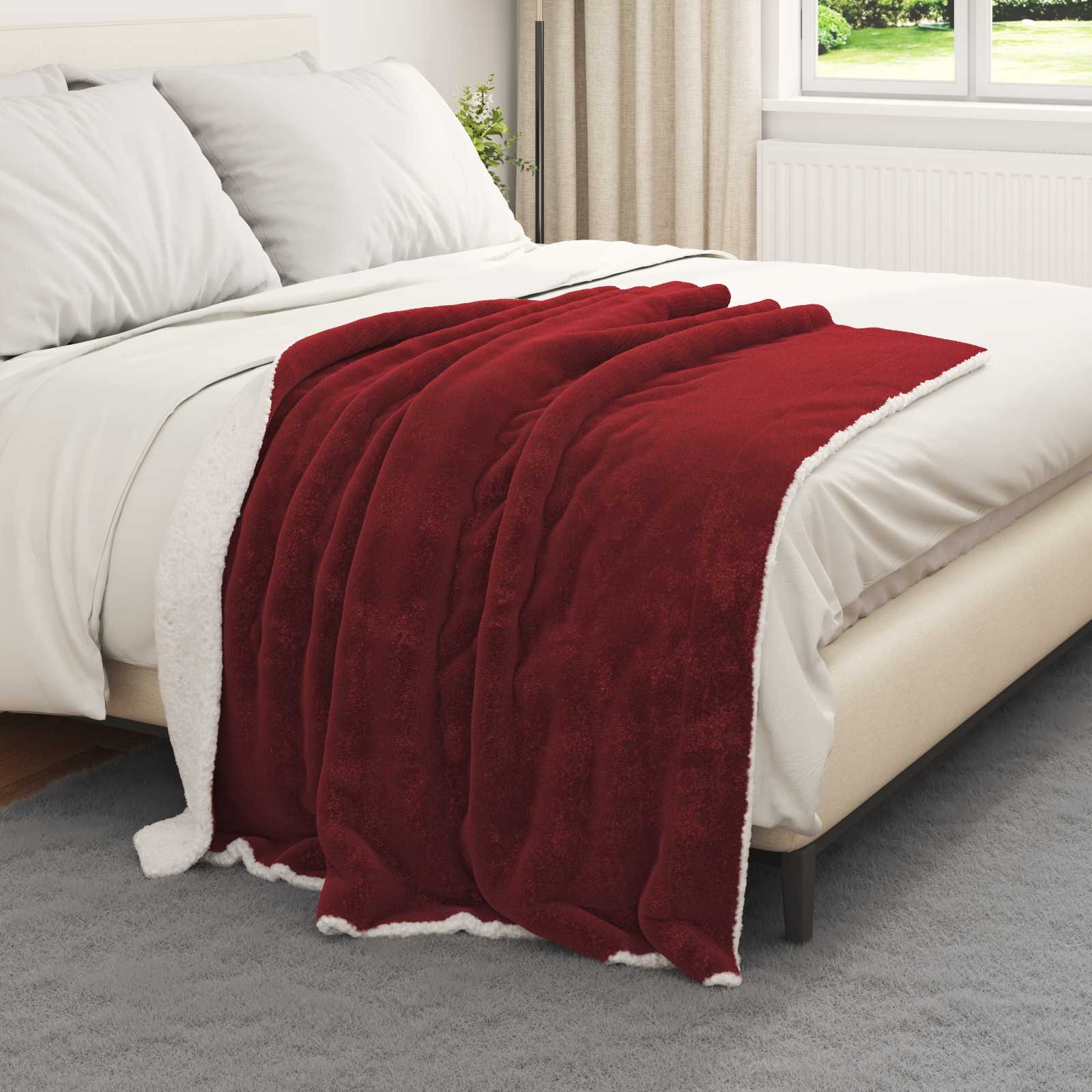 vidaXL Koc Bordeaux Czerwony 130 x 150 cm Polar