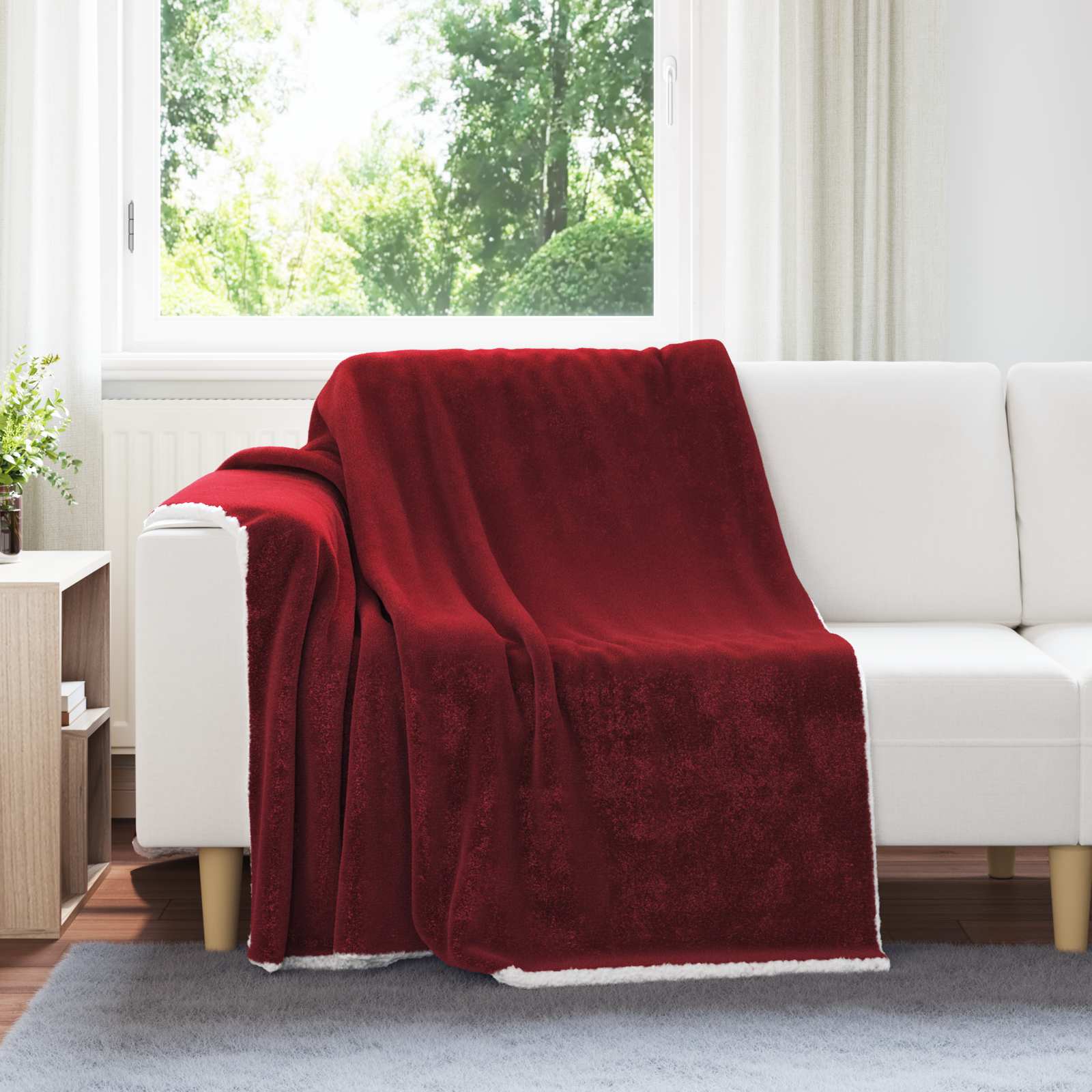 vidaXL Koc Bordeaux Czerwony 150 x 200 cm Polar