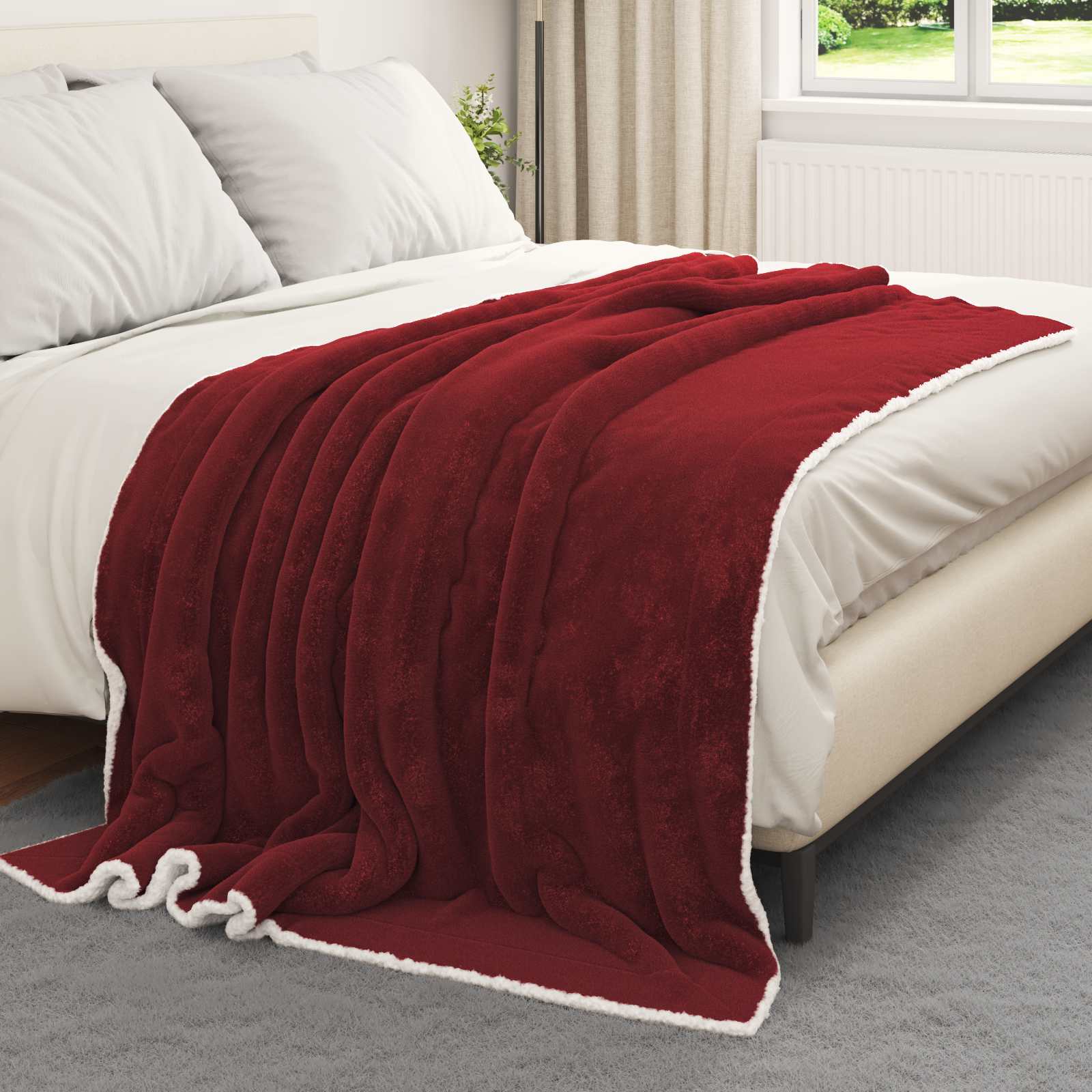 vidaXL Koc Bordeaux Czerwony 150 x 200 cm Polar