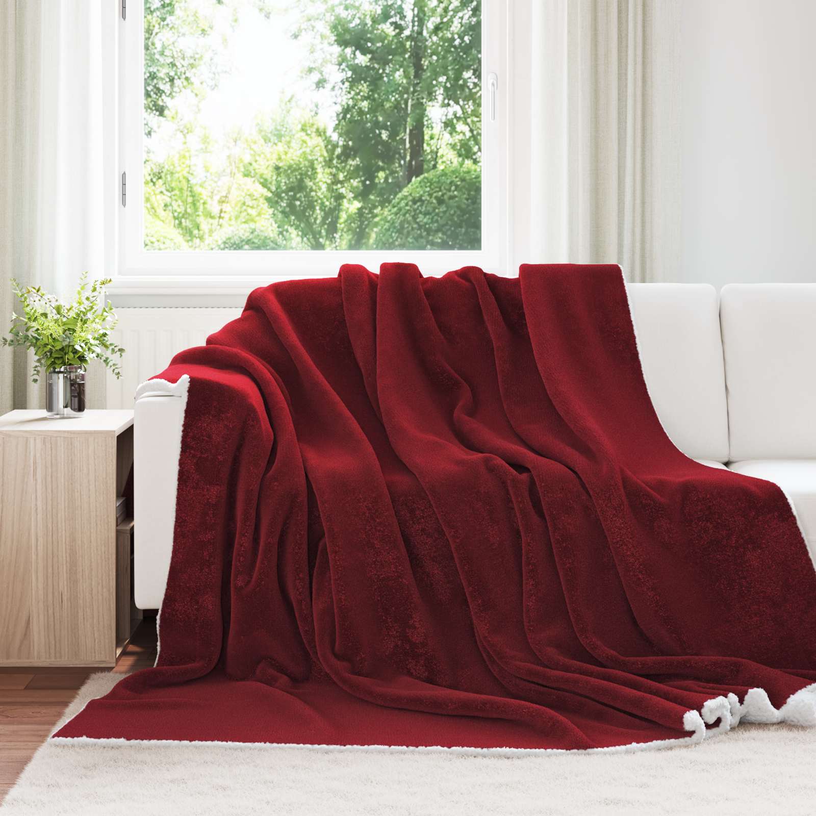 vidaXL Koc Bordeaux Czerwony 220 x 240 cm Polar