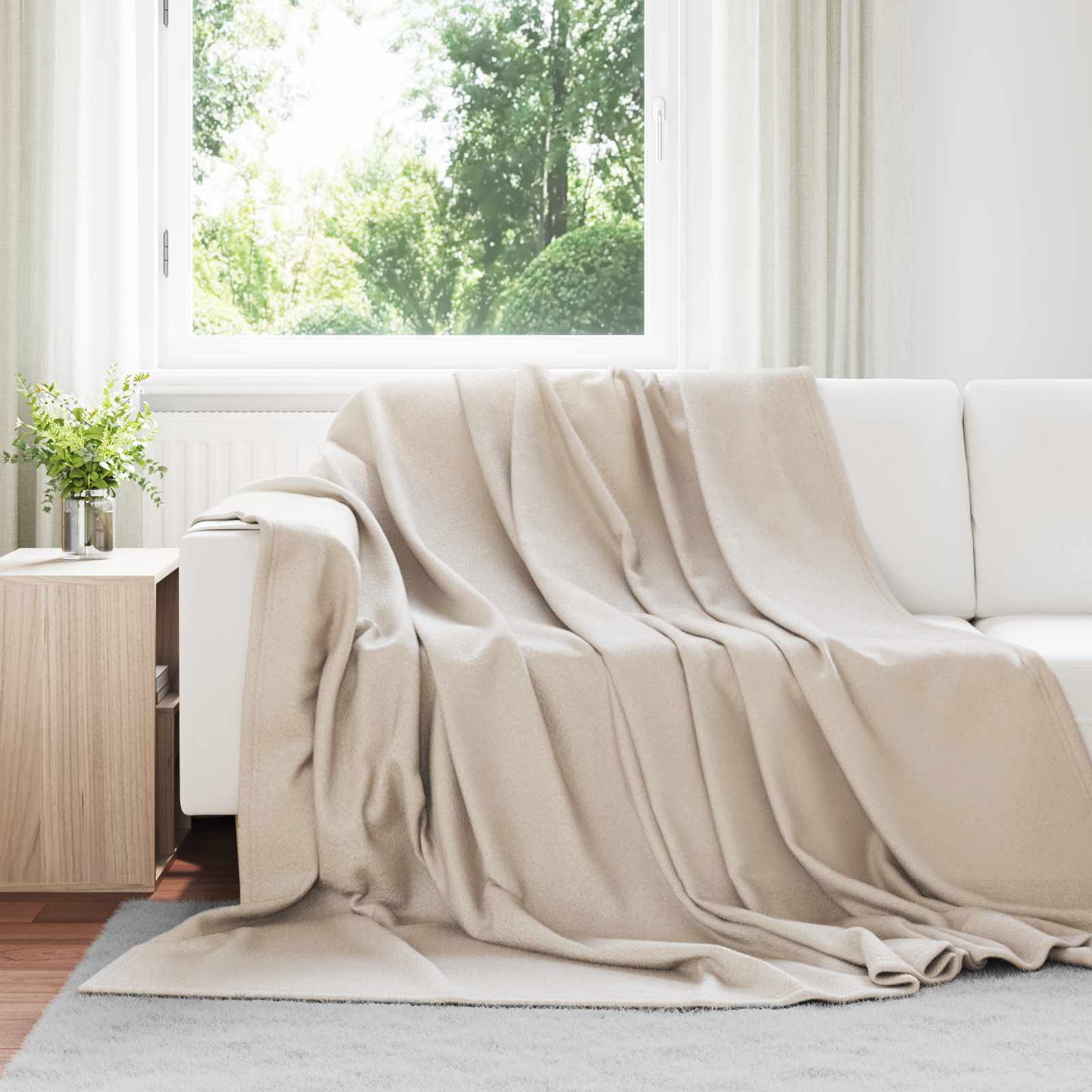 vidaXL Koc Beżowy 240 x 220 cm Polar