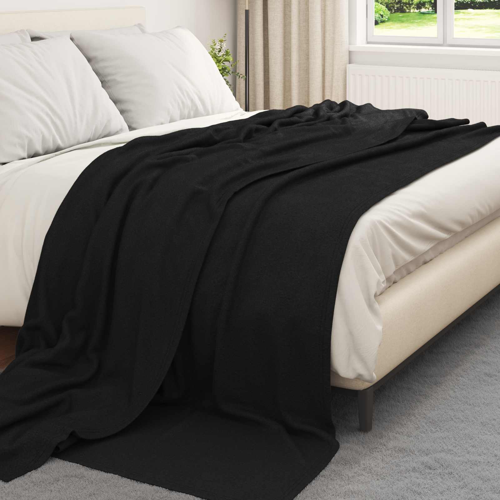 vidaXL Koce narzutowe 24 pcs Czarny 270 x 240 cm Polar