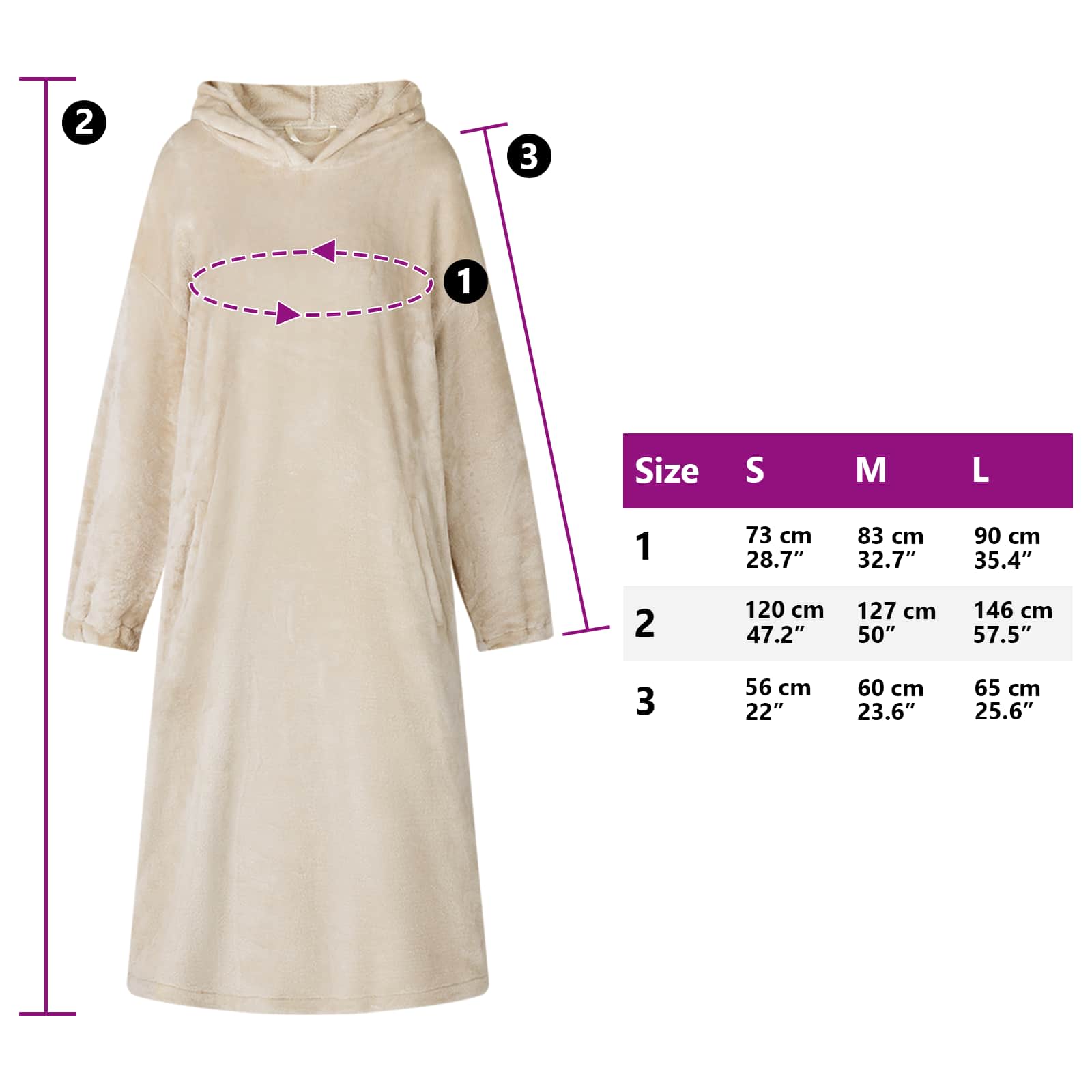 vidaXL Bluza-koc Beżowy s Flanela
