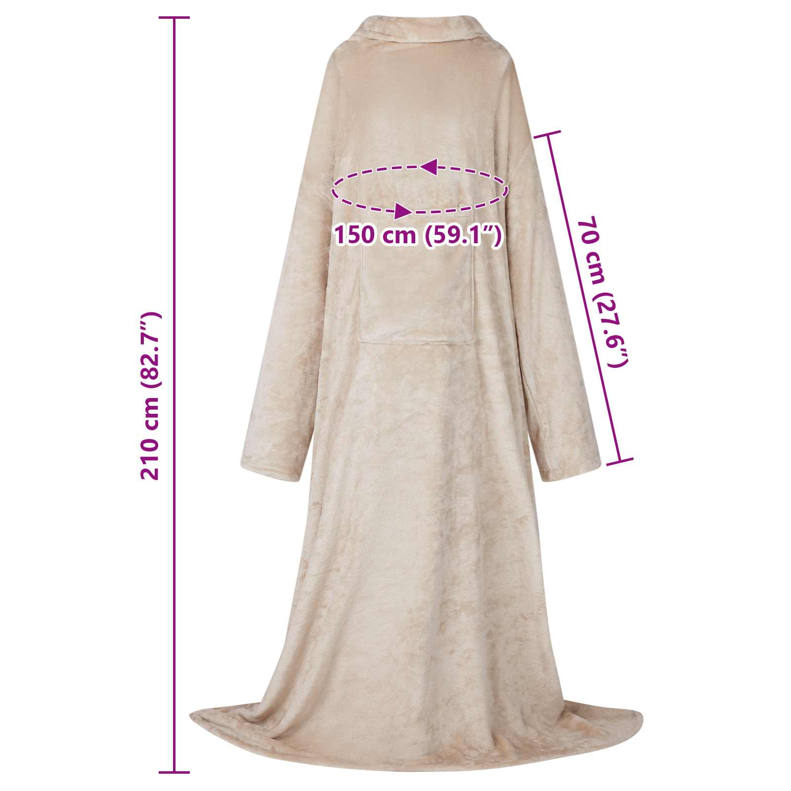 vidaXL Bluza-koc Beżowy F Flanela