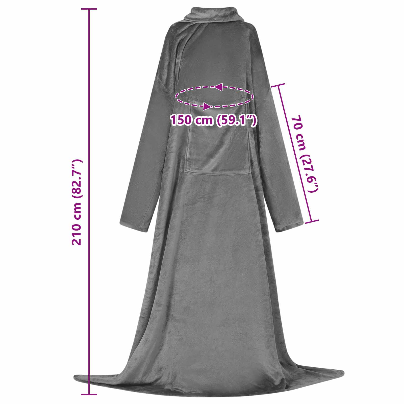 vidaXL Bluza-koc Ciemnoszary F Flanela