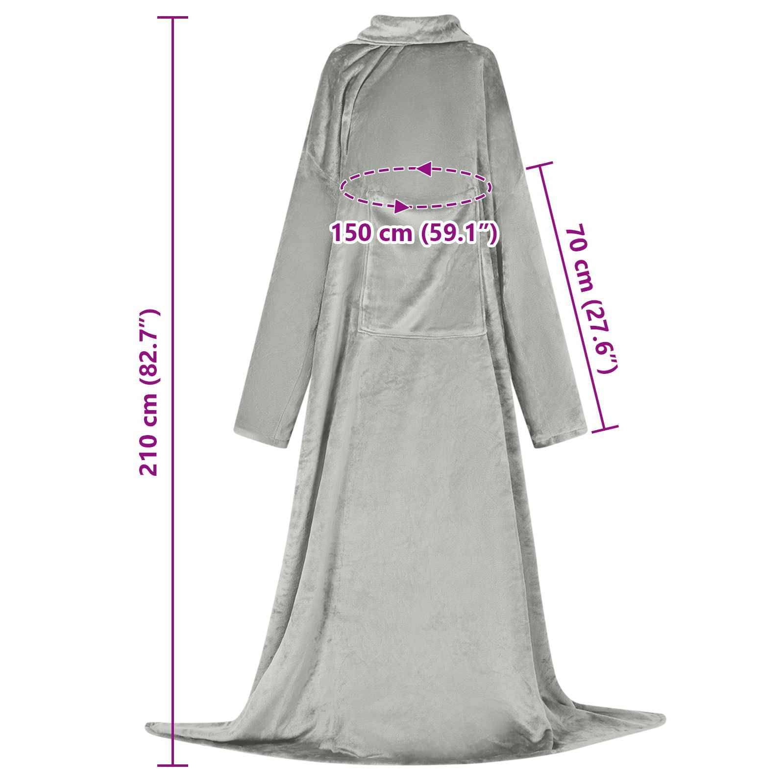 vidaXL Bluza-koc Szary F Flanela