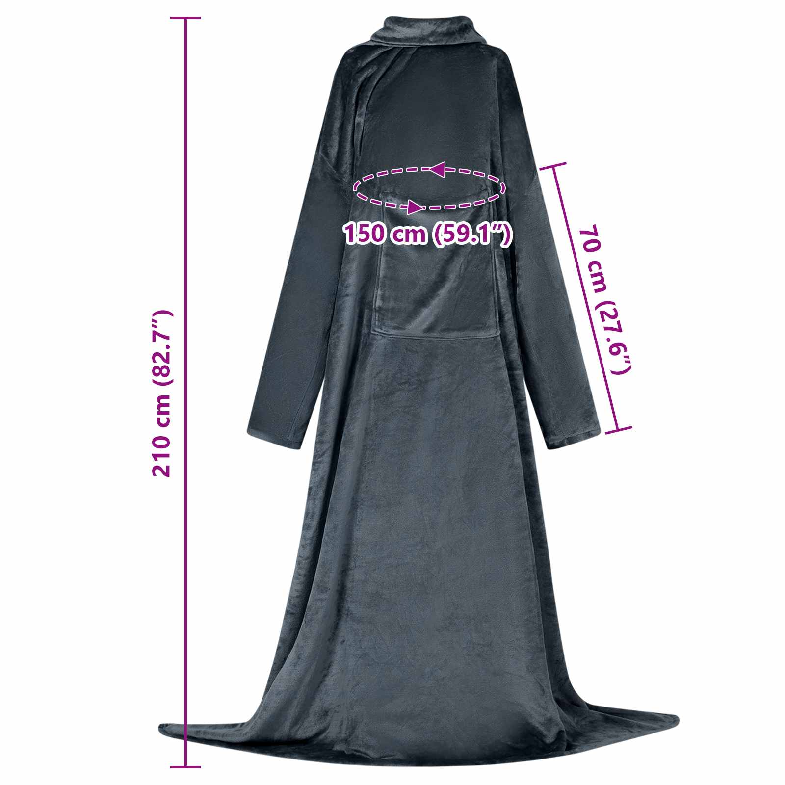 vidaXL Bluza-koc Granatowy F Flanela