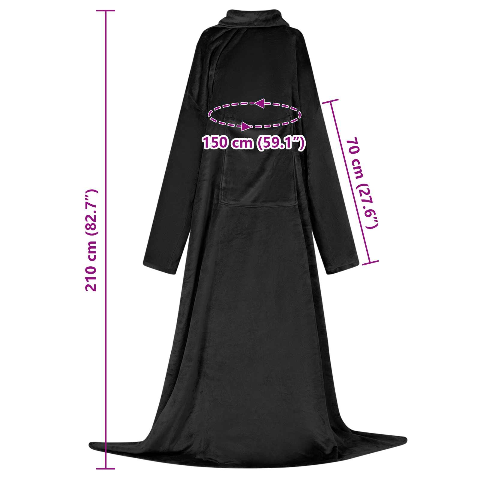 vidaXL Bluza-koc Czarny F Flanela