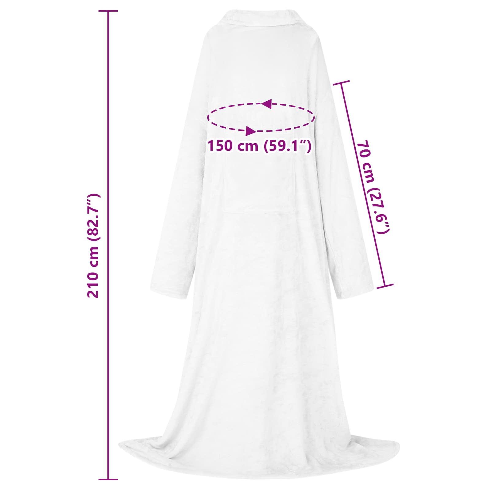 vidaXL Bluza-koc Biały F Flanela