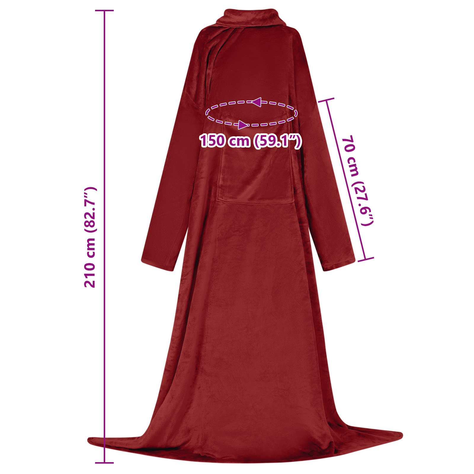 vidaXL Bluza-koc Bordeaux Czerwony F Flanela