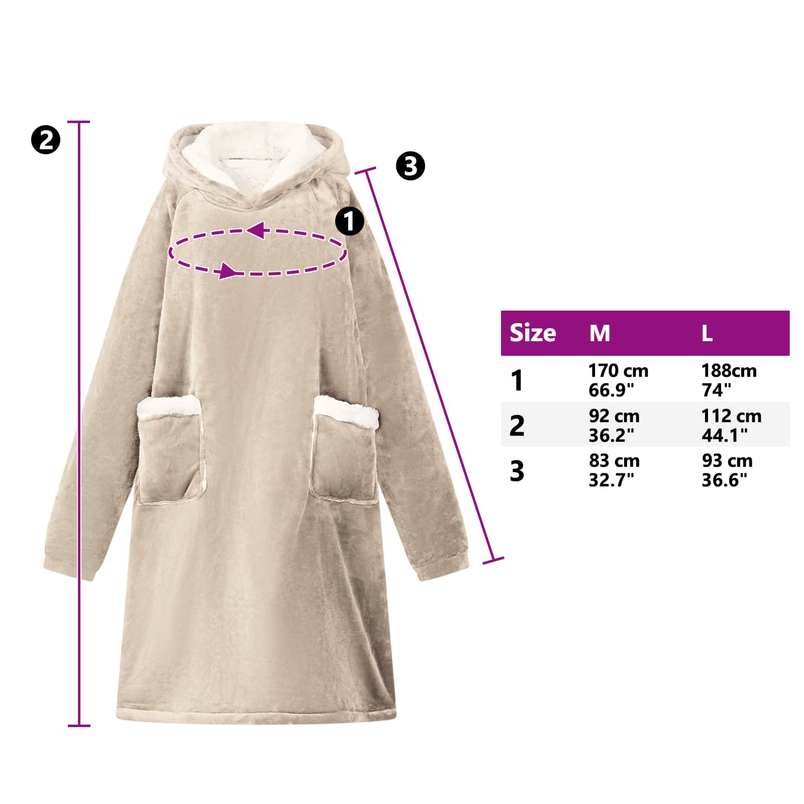 vidaXL Bluza-koc Beżowy M Fleece i Flanela