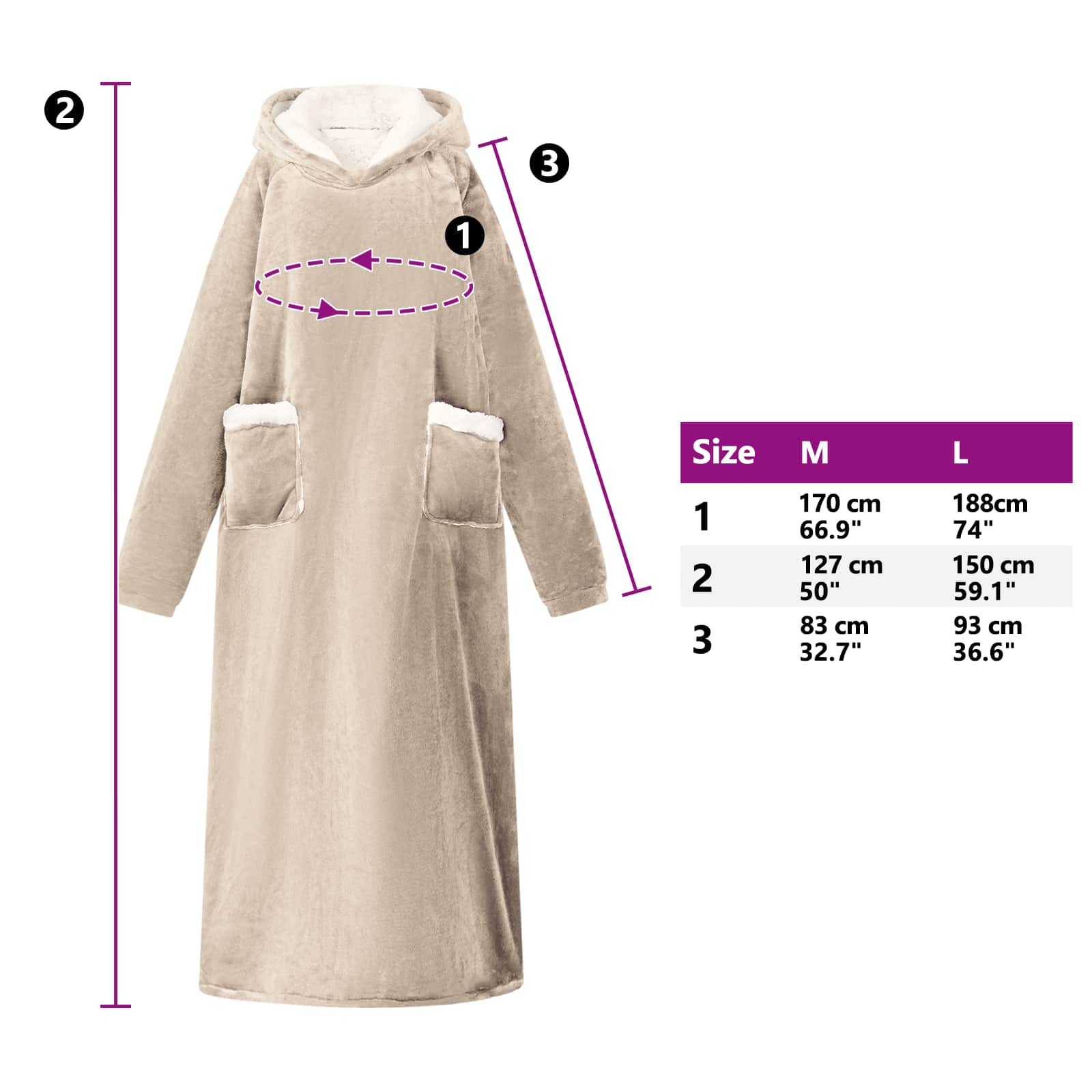 vidaXL Bluza-koc Beżowy M Fleece i Flanela