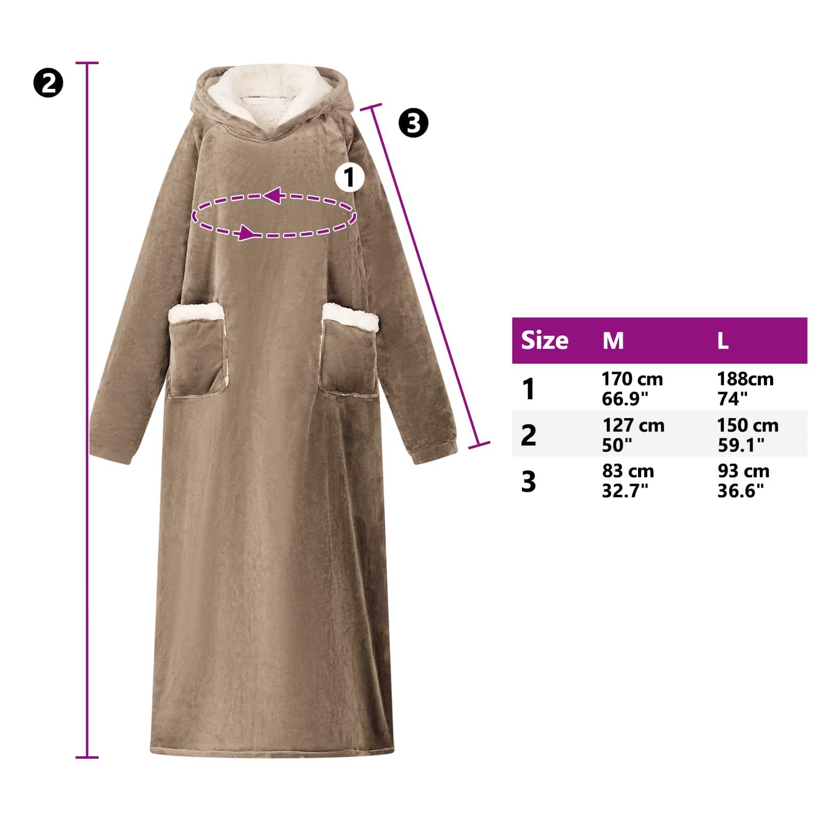 vidaXL Bluza-koc Camel M Fleece i Flanela
