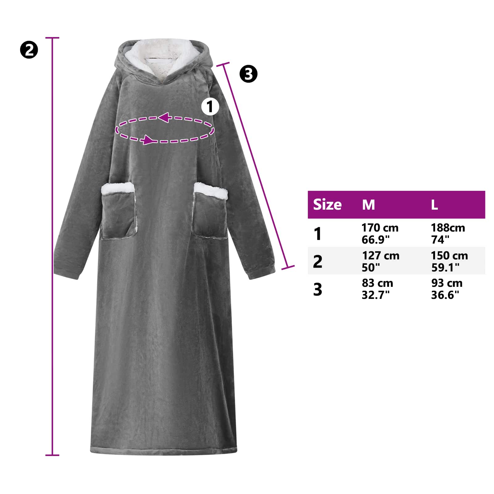 vidaXL Bluza-koc Ciemnoszary M Fleece i Flanela
